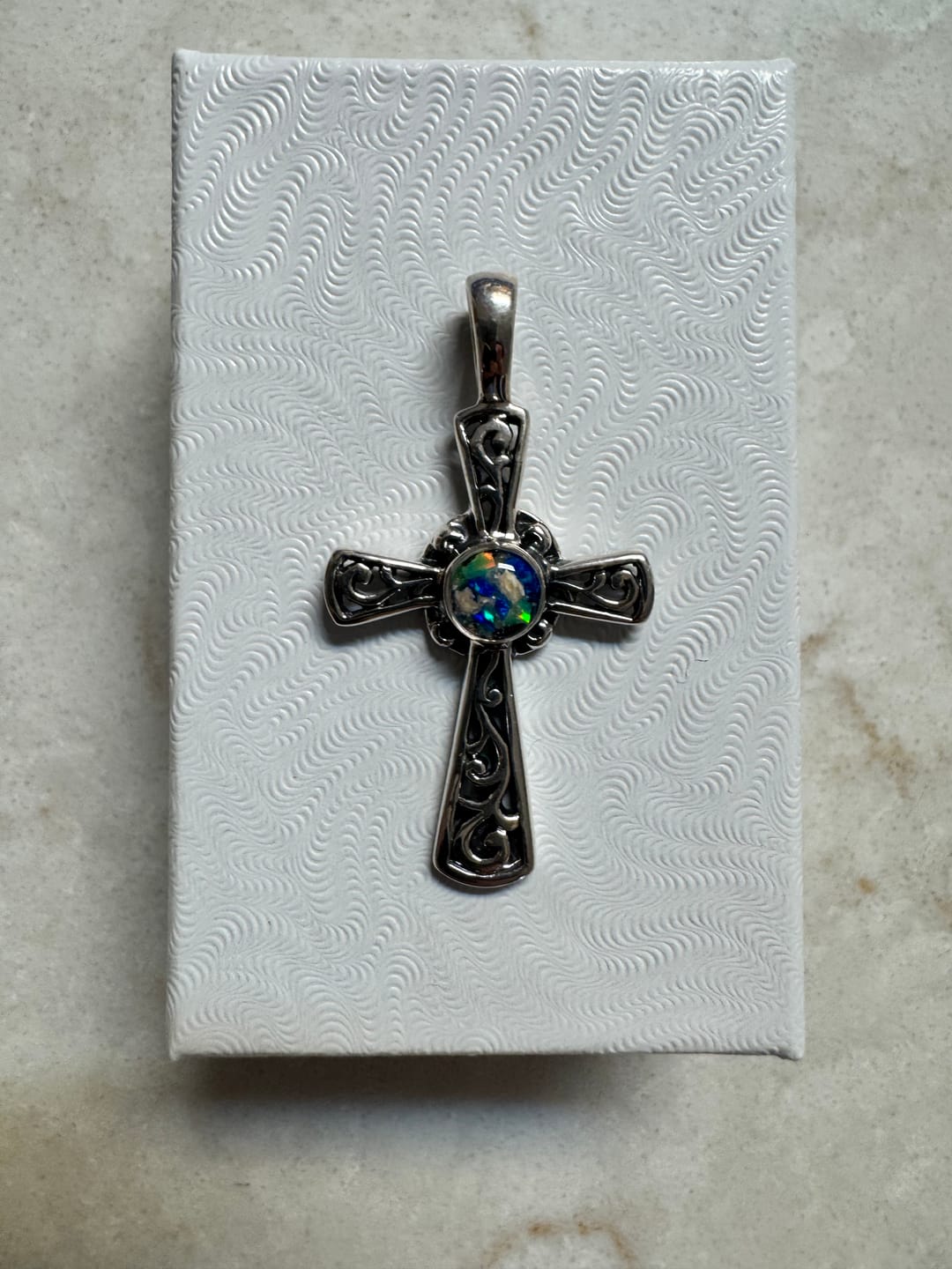 Customer photo review of Petite Oval Pendant with Cremation Ash