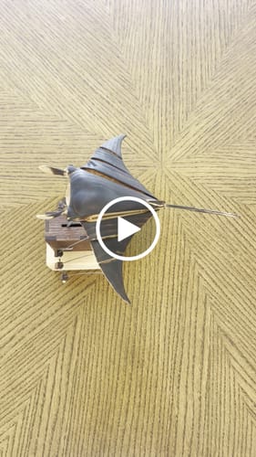 Customer video review of Handcrafted Wooden Manta Ray Automaton