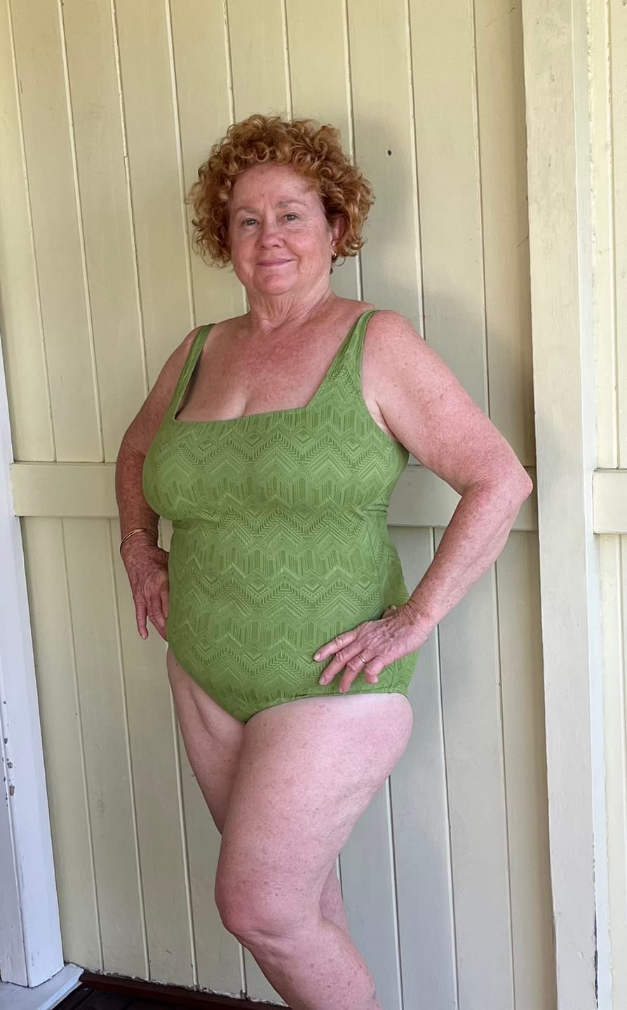 Customer photo review of Chiseled Green Square Neck One Piece Swimsuit