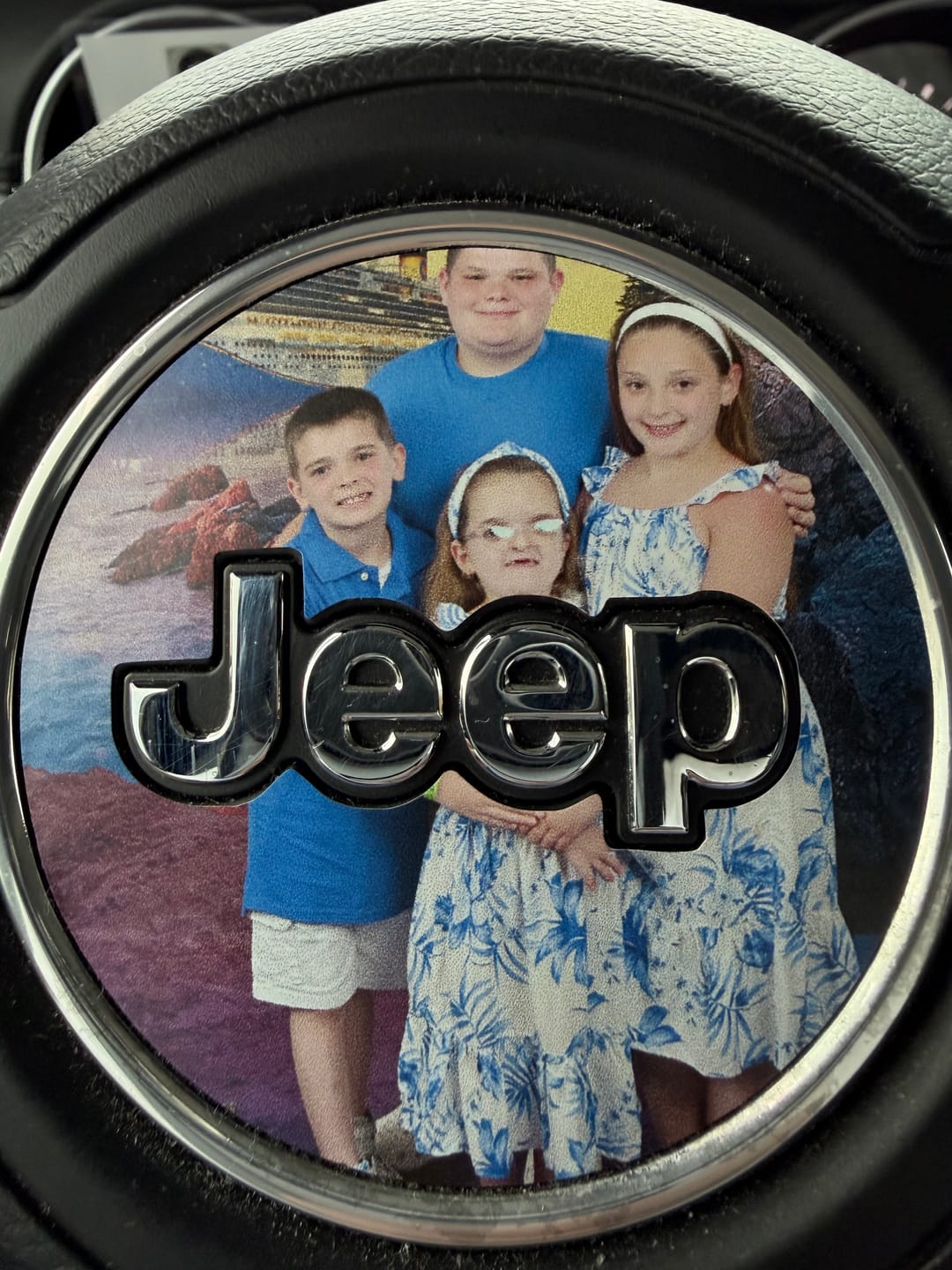 Customer photo review of Design Your Own Steering Wheel Decal for Jeep