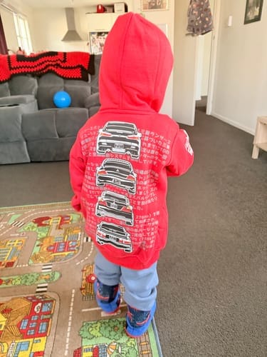 Customer photo review of Kids Mitsubishi Evolution Hoodie