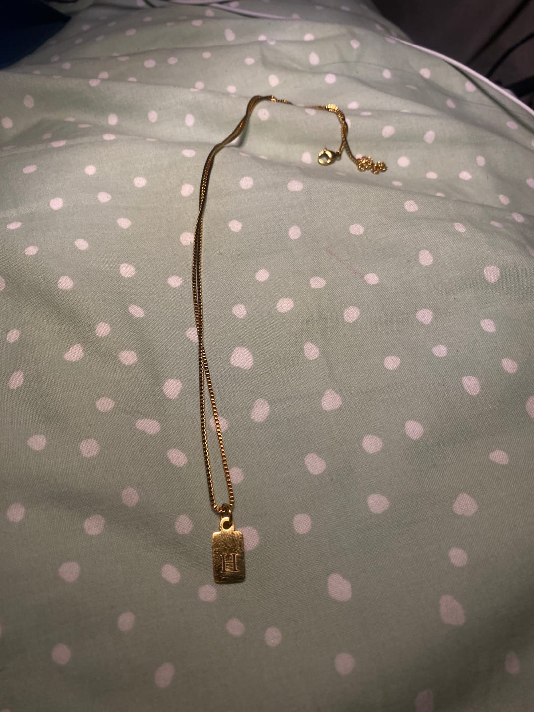 Customer photo review of GAGANA 18K GOLD PLATED LETTER CHAIN