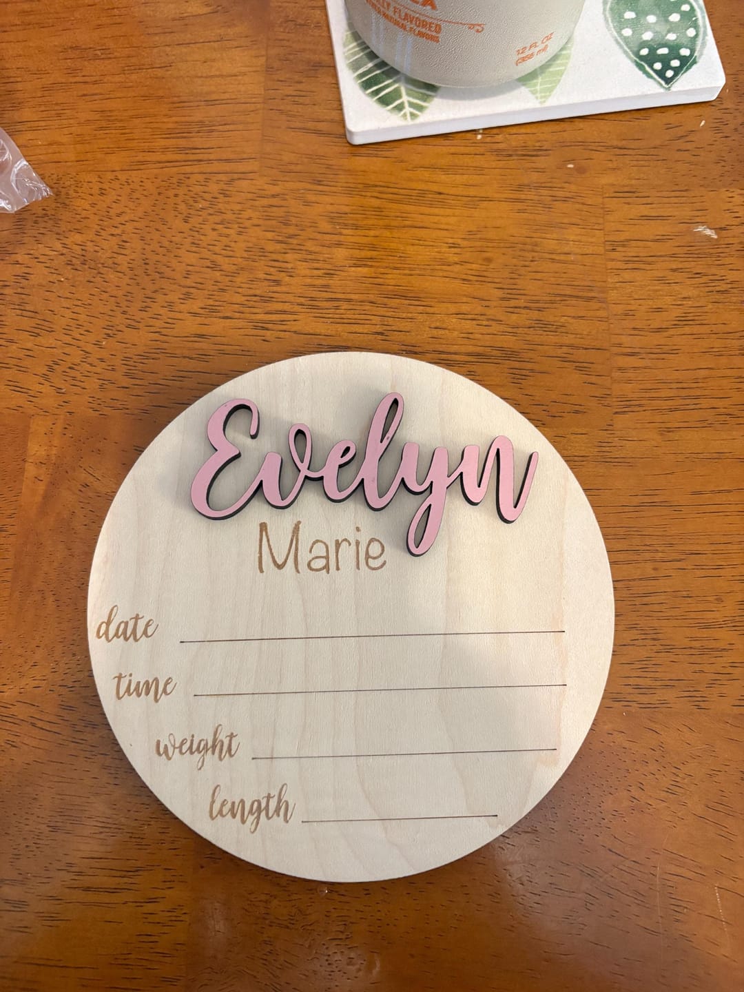 Customer photo review of Baby Name Announcement Sign with Stats