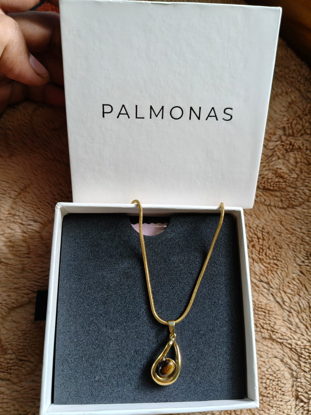 Customer photo review of Gold Teardrop Necklace