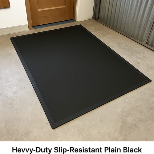 Customer photo review of Heavy Duty Slip-Resistant Plain Black Rubber Safety Flooring