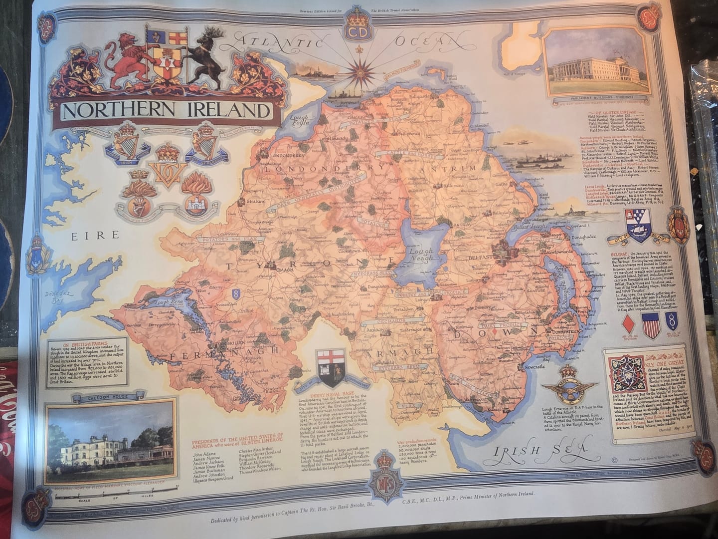 Customer photo review of Old Map of Northern Ireland, Ulster by Ernest Clegg, 1947 - Eire, Antrim, Belfast, Londonderry, Lough Neagh, Down