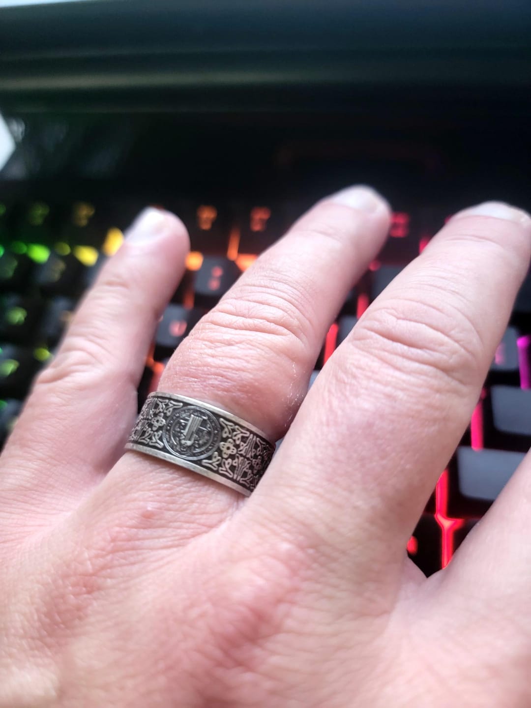 Customer photo review of Christianartworkshop Vintage St. Benedict Catholic Ring