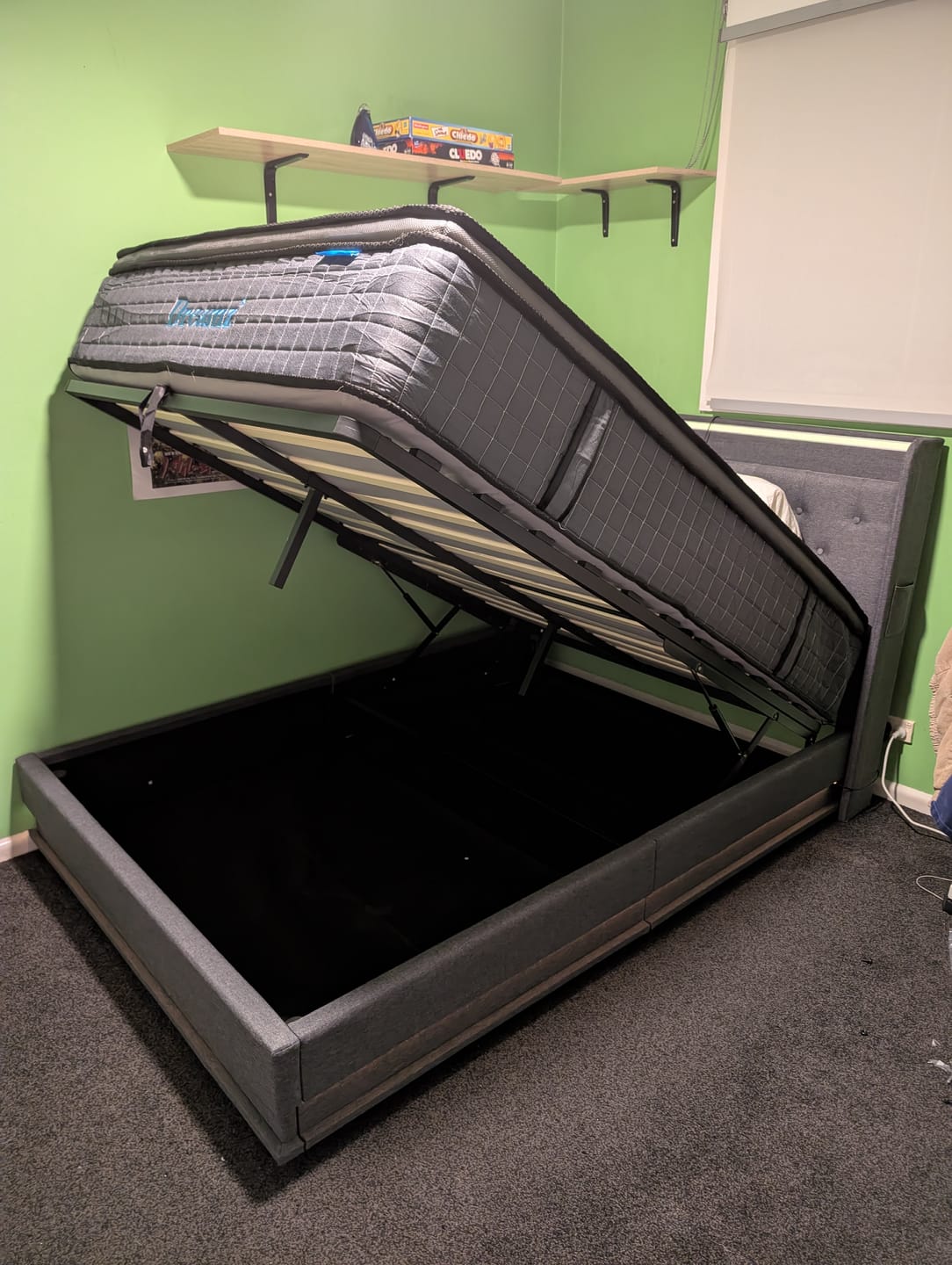 Customer photo review of Double LED Bed Frame with Gas Lift & USB Ports