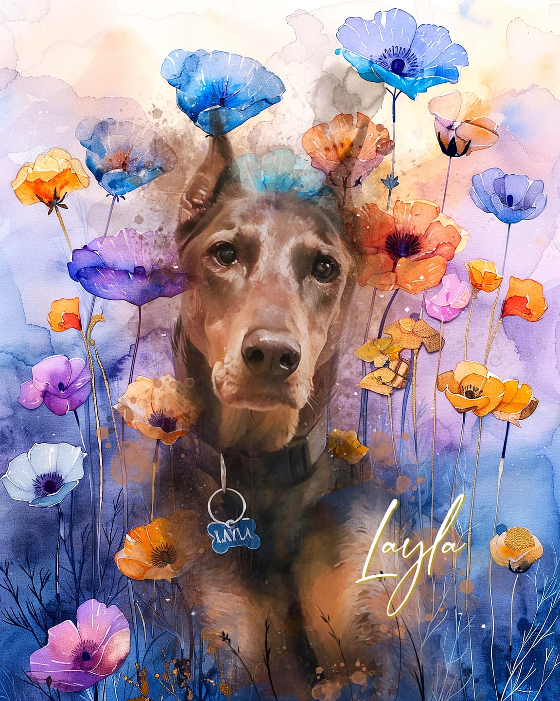 Customer photo review of Custom Watercolor Pet Portrait – BlossomTails