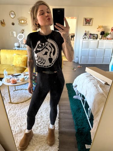 Customer photo review of Skeleton Cat, Sublimation Crop Top