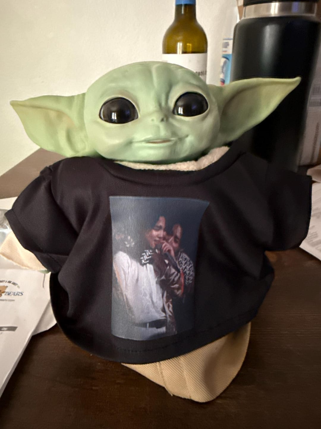 Customer photo review of CUSTOM Plushie T-SHIRT, Fits 16-inch Stuffed Animals, Plushie Clothing, Personalized Photo and Text Shirt