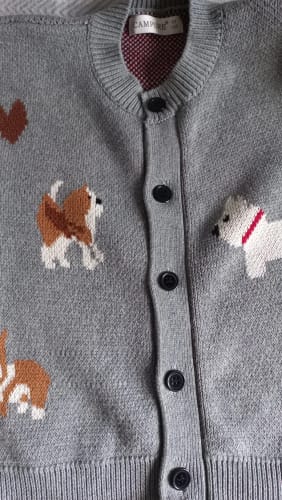 Customer photo review of Jacquard Puppy Dog Cardigan Sweater