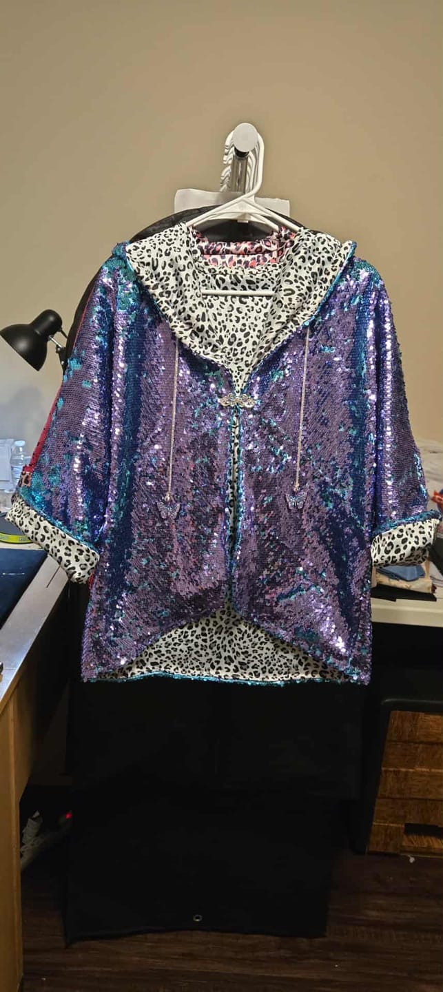 Customer photo review of Black/White Leopard Print Satin