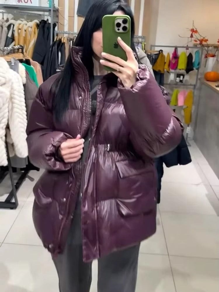 Customer photo review of Charlotte Glossy Puffer Jacket