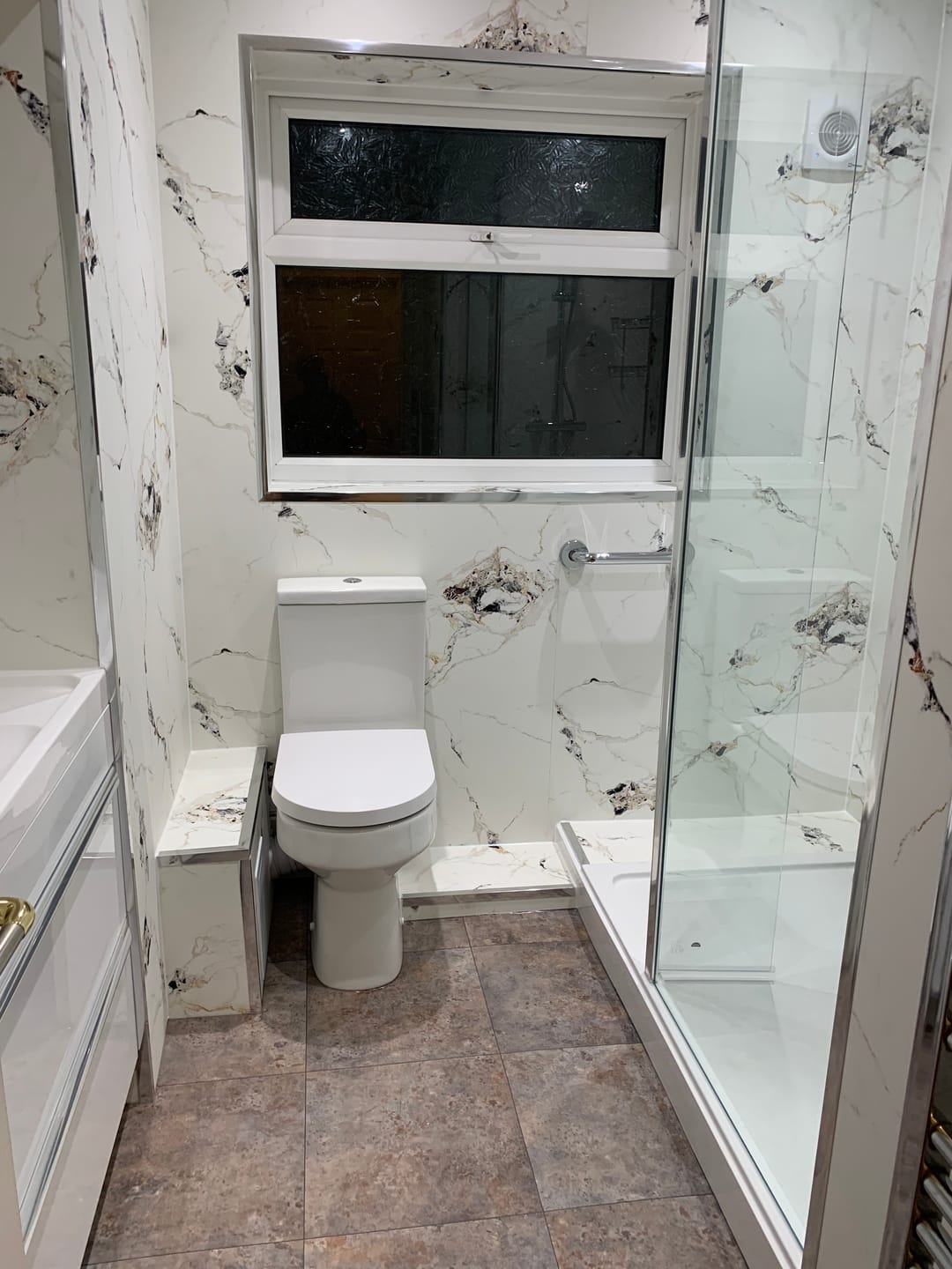 Customer photo review of 10mm Oro Gold Marble Ultra Matt Shower Panel 1M x 2.4M