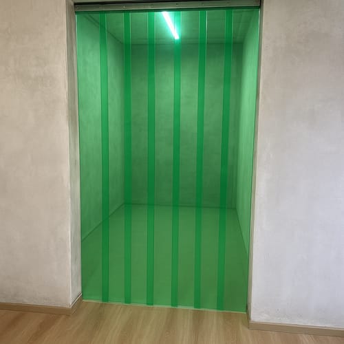 Customer photo review of Transparent Green PVC Strip 200mm x 2mm - Colourful, Flexible Curtain for Light Use, Energy-Saving & Durable - Ideal for Pedestrian & Gentle Trolley Applications