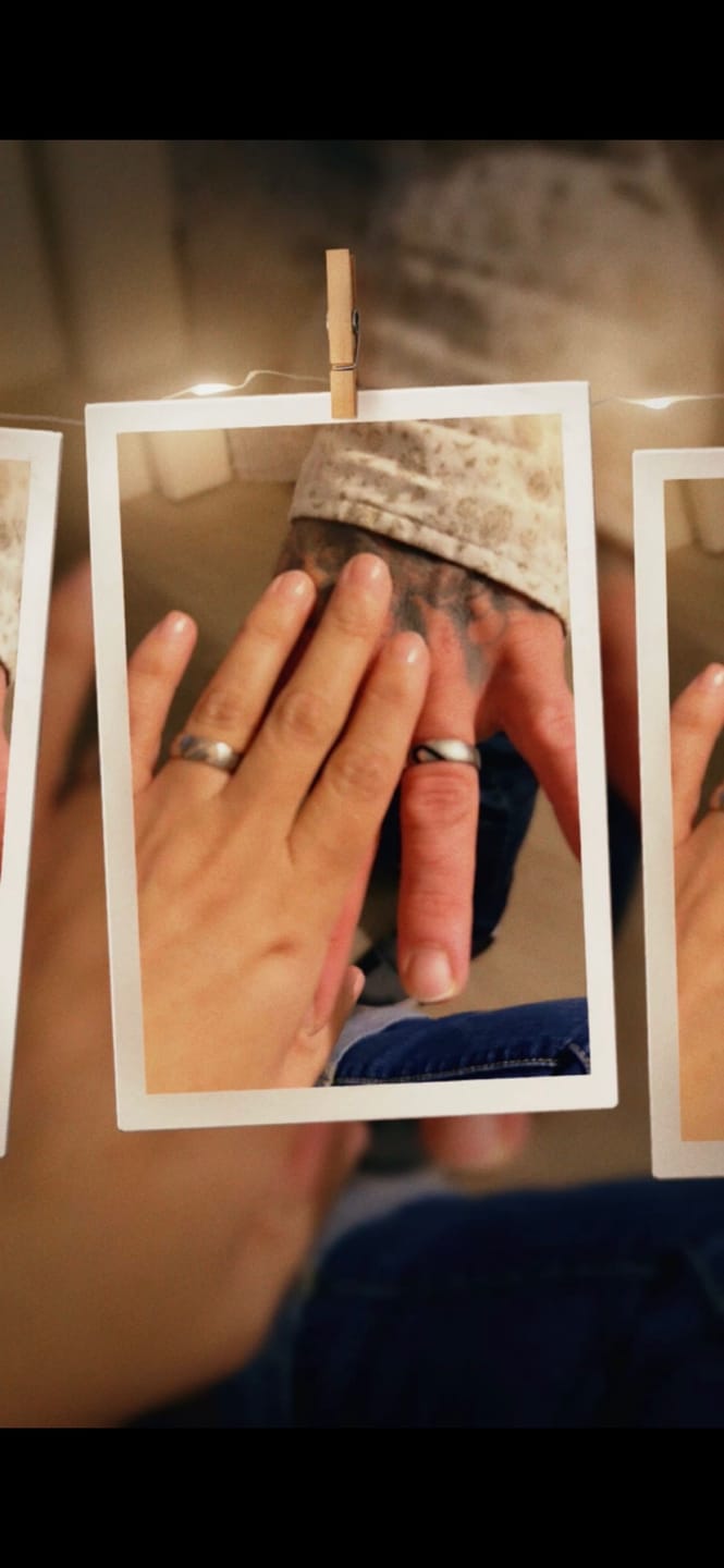Customer photo review of Matching Diamond Heart Couples Rings