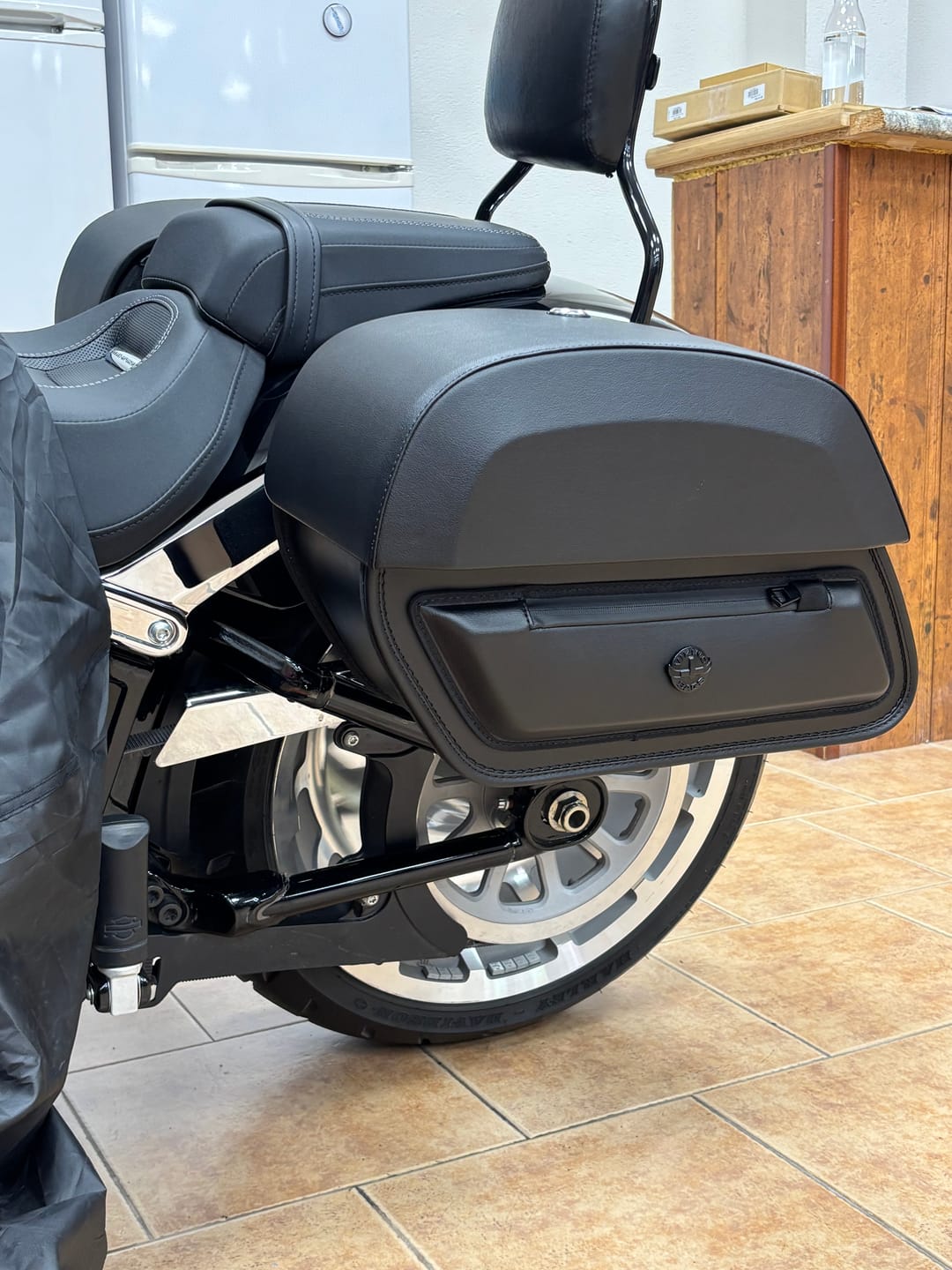 Customer photo review of 28L - Pantheon Medium Quick Mount Motorcycle Saddlebags For Harley Softail Fat Boy FLFB/S