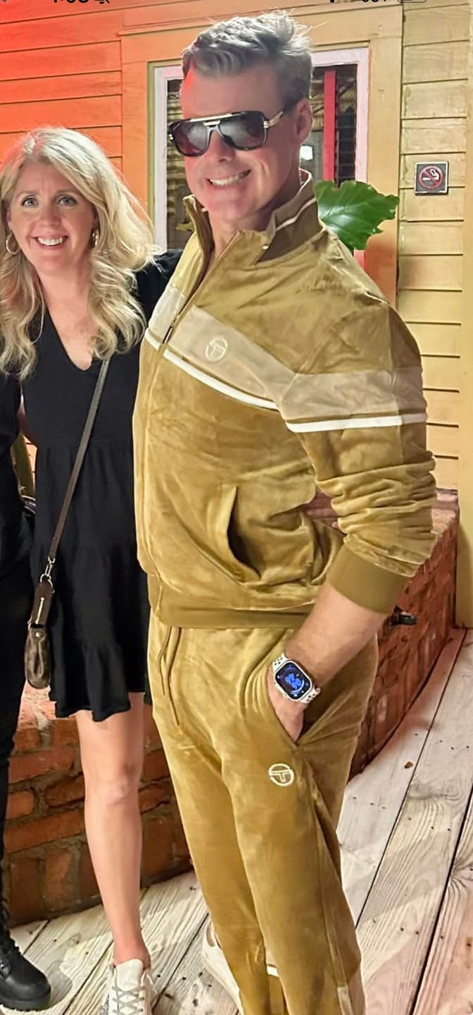 Customer photo review of Damarindo Velour Track Jacket- Bronze Brown