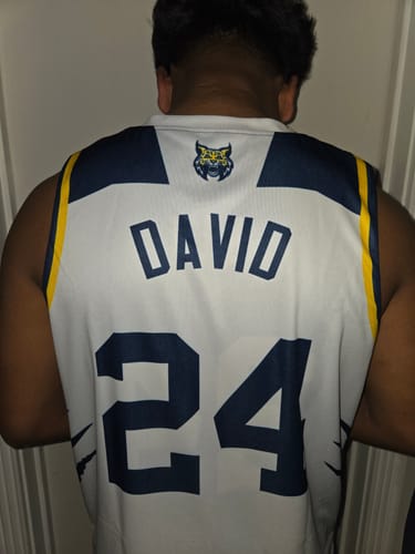 Customer photo review of Custom Navy White Double Side Sets Men Basketball Jersey