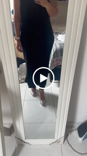 Customer video review of Sandália Festa Salto Bloco Couro Prata