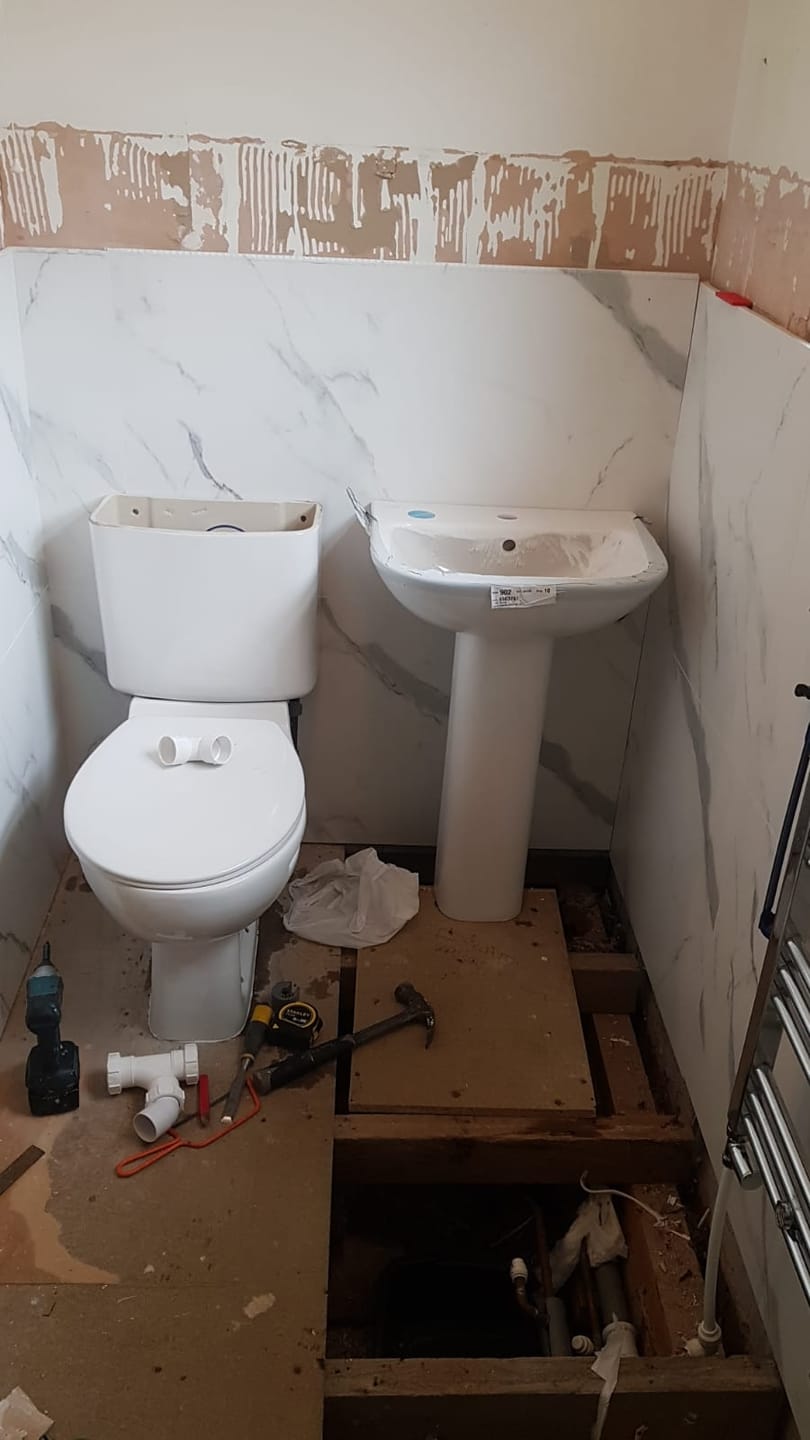 Customer photo review of 10mm Large Tile Carrara Marble Matt Shower Panel 1M x 2.4M