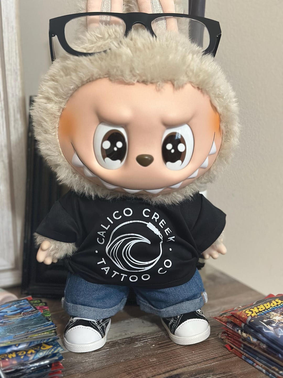 Customer photo review of CUSTOM Plushie T-SHIRT, Fits 16-inch Stuffed Animals, Plushie Clothing, Personalized Photo and Text Shirt