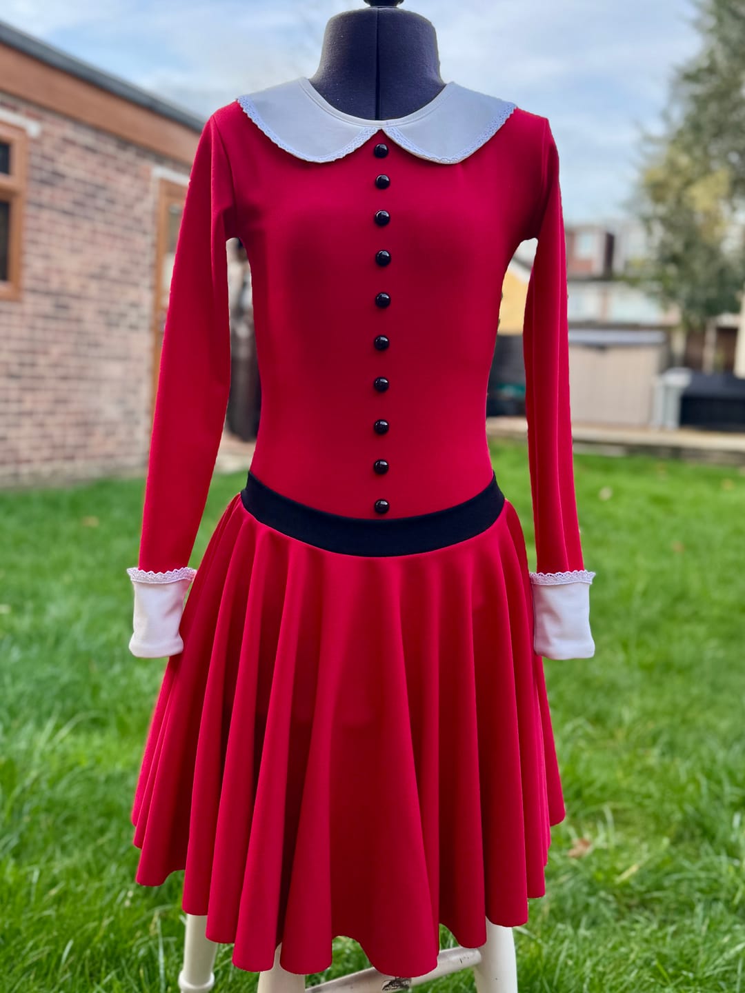 Customer photo review of Plain Red Scuba Crepe Stretch Jersey Fabric 4 Way Stretch