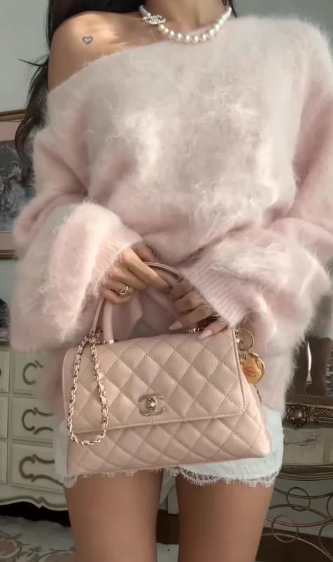 Customer photo review of Meryl Off-Shoulder Mohair Sweater