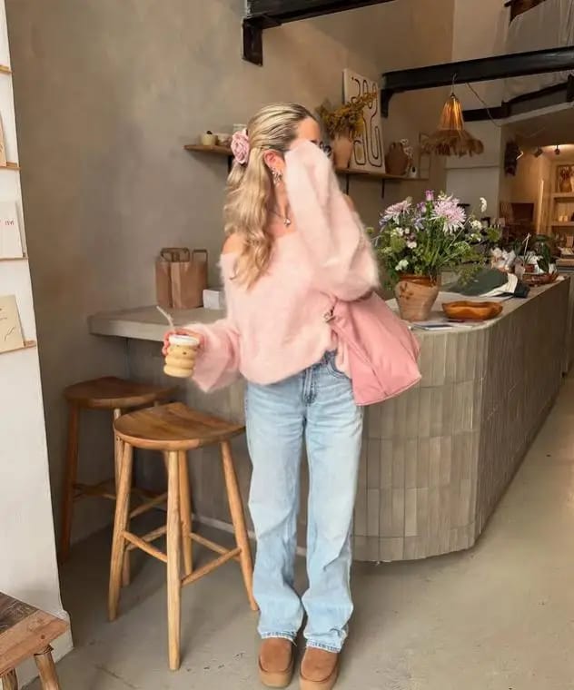 Customer photo review of Meryl Off-Shoulder Mohair Sweater