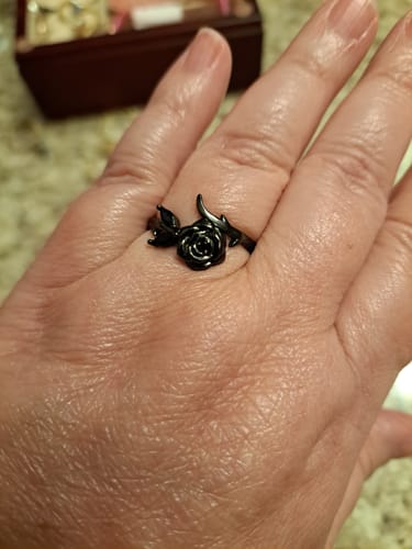 Customer photo review of Burned and Survived Self-Love Black Rose Ring