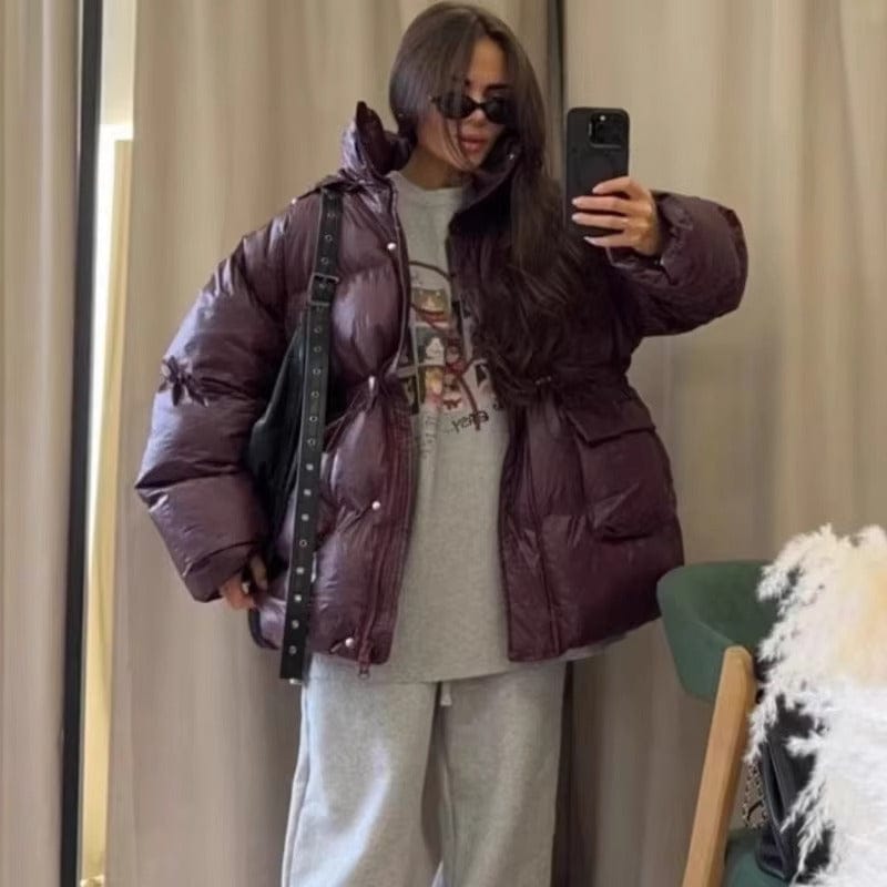 Customer photo review of Charlotte Glossy Puffer Jacket