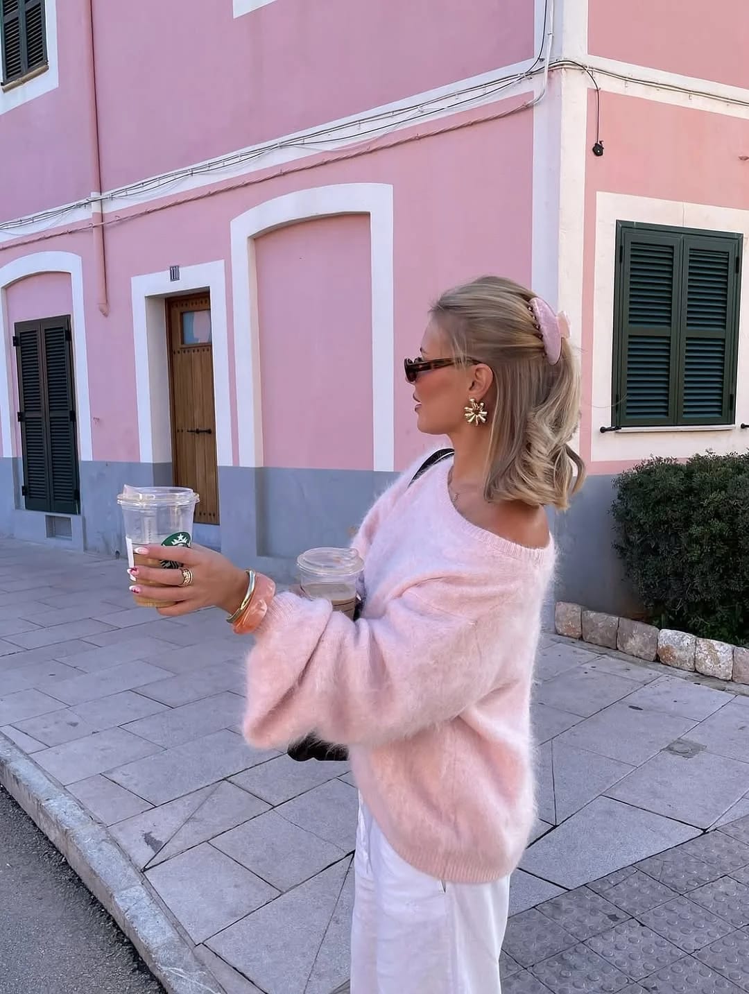 Customer photo review of Meryl Off-Shoulder Mohair Sweater