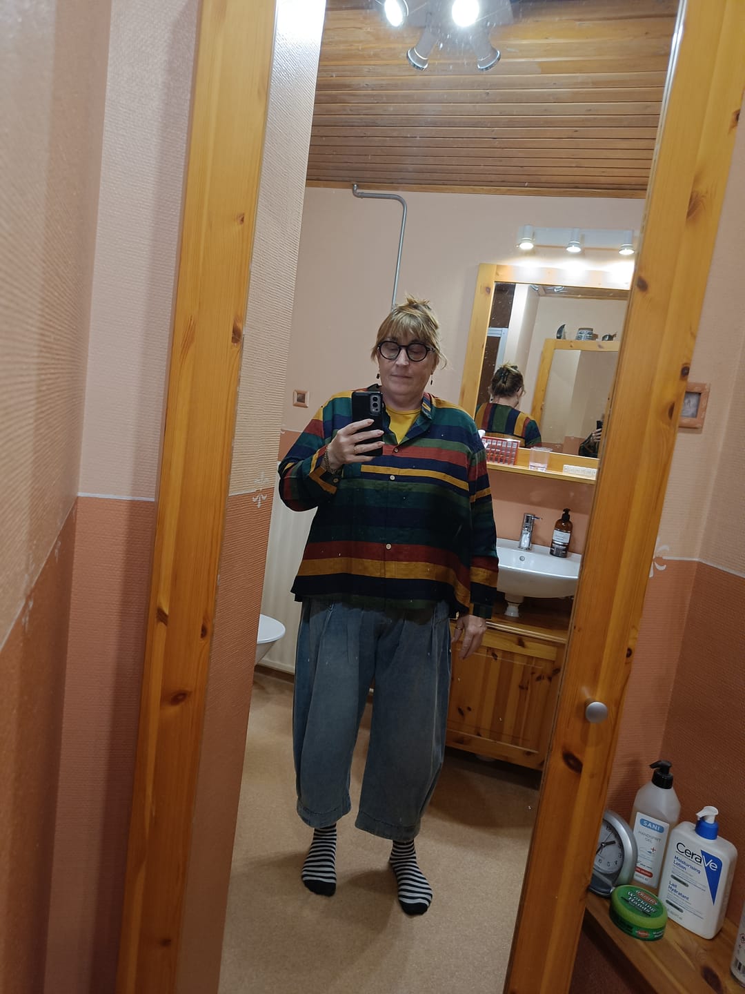 Customer photo review of Plus Size Vintage Striped Long Sleeve 100%Cotton Shirt