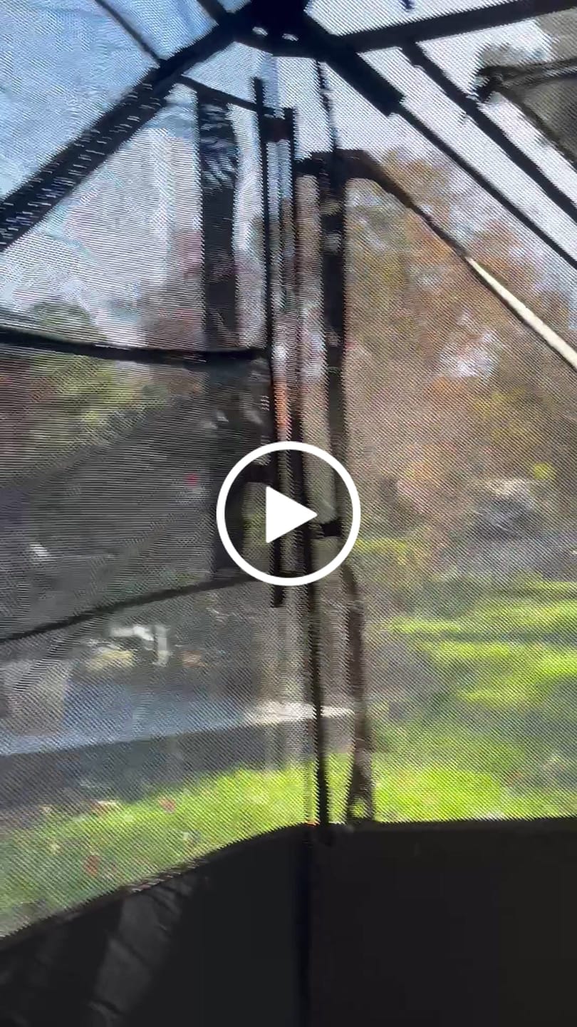 Customer video review of VisMaster 3-4 Person See Through Hunting Blind | 270° Portable Pop Up Deer Blinds | Blaze Orange Weatherproof Ground Blind with No-Trip Door