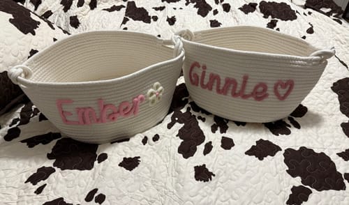 Customer photo review of Baby Knits™  Multicolor Personalized Knitted Basket