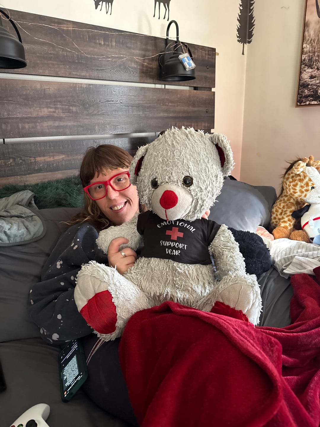 Customer photo review of EMOTIONAL SUPPORT Bear T-Shirt | Fits BAB & 14 to 16 Inch Stuffed Animals | Teddy Bear Outfit | Plushie Clothing