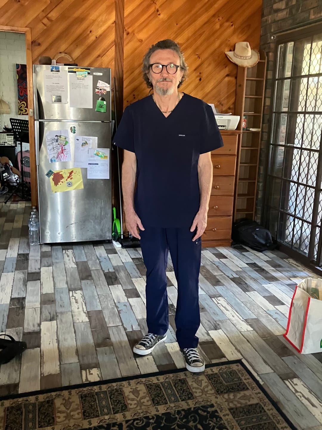 Customer photo review of IAN Three Pocket Scrub Top (Original SLTECH™ fabric) - Navy
