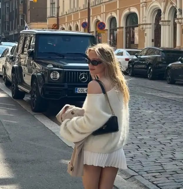 Customer photo review of Meryl Off-Shoulder Mohair Sweater