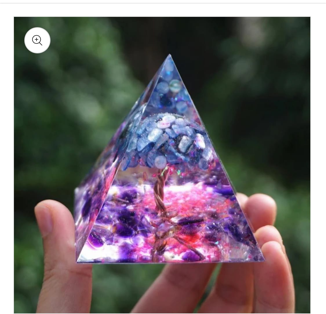 Customer photo review of Kyanite Tree of Life Amethyst Orgonite Pyramid