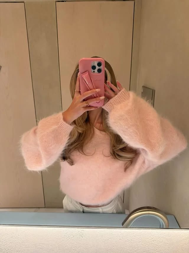 Customer photo review of Meryl Off-Shoulder Mohair Sweater