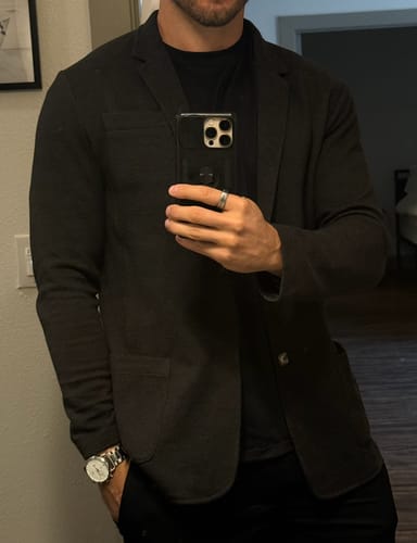 Customer photo review of Casual Knit Blazer: Carbon Black