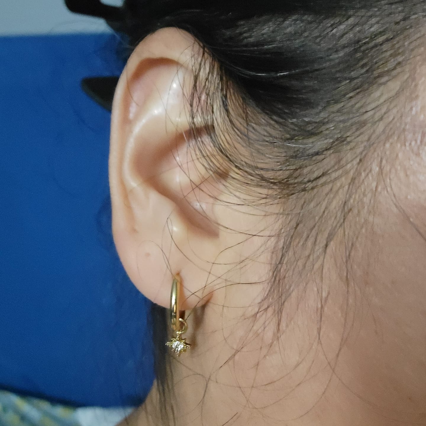 Customer photo review of My Huggies Hoop Earrings