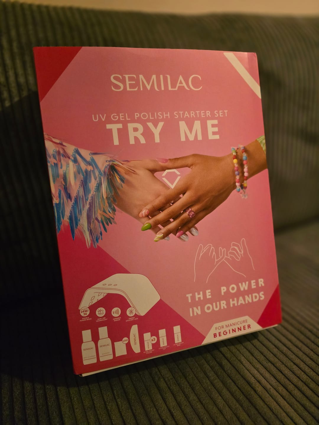 Customer photo review of Semilac UV Gel Polish Starter Set TRY ME 36W Lamp - 3 Full Size Colours Included!