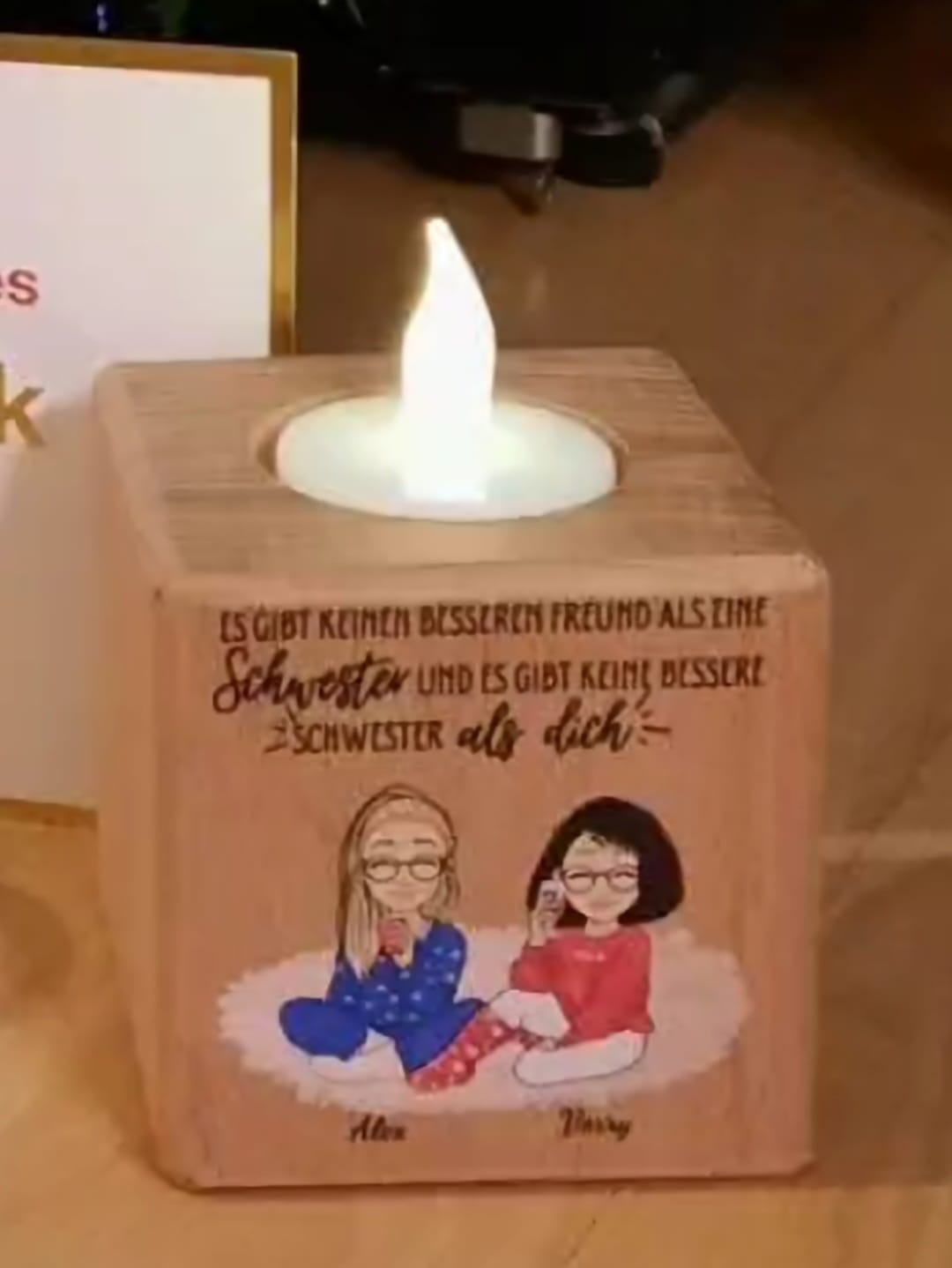 Customer photo review of Herzensmenschen - Personalisierter Kerzenwürfel