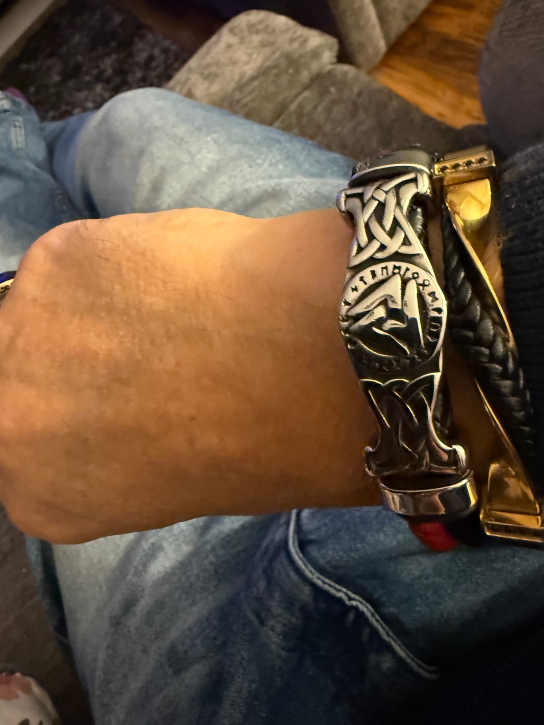 Customer photo review of Vintage Viking Leather Bracelet