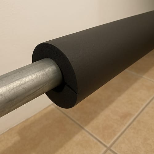 Customer photo review of Self Seal Pipe Insulation Foam Class O 67mm Bore 19mm Wall Black