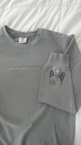 Customer photo review of "Heart on my sleeve" Embroidered Custom Crewneck, Unisex