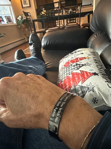 Customer photo review of Personalized Memorial Bracelet with Custom Photo & Engraving – "In Loving Memory" Gift