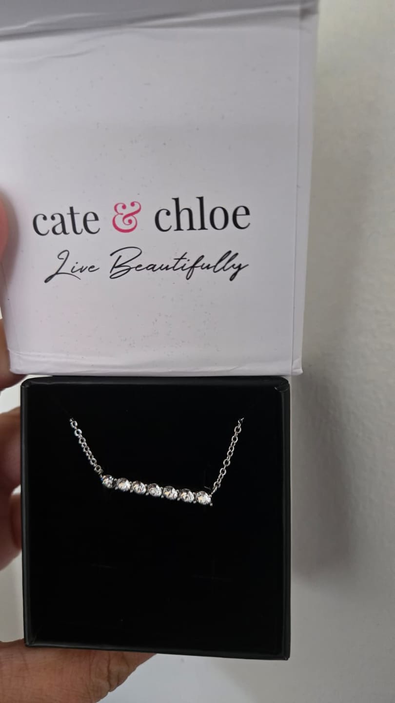 Customer photo review of Lynn 18k White Gold Plated Necklace with Swarovski Crystals